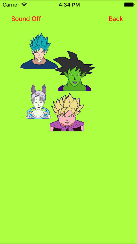 CharacterMaker for Dragon Ball - A gallery showcasing four original anime characters created with the Dragon Ball character maker app