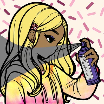 a realistic girl spray painting