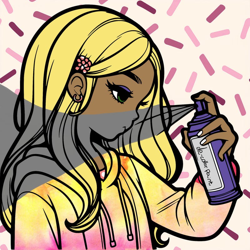 a realistic girl spray painting