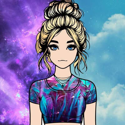 realistic girl with messy bun and croptop