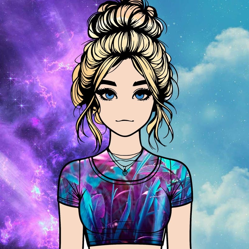 realistic girl with messy bun and croptop