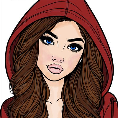 realistic beautiful girl with a hood on