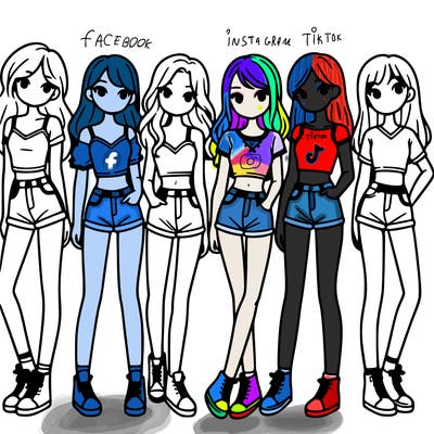 a group of girls wearing crop tops and shorts