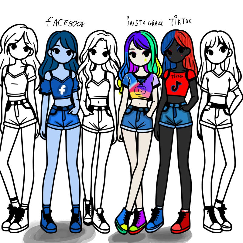 a group of girls wearing crop tops and shorts