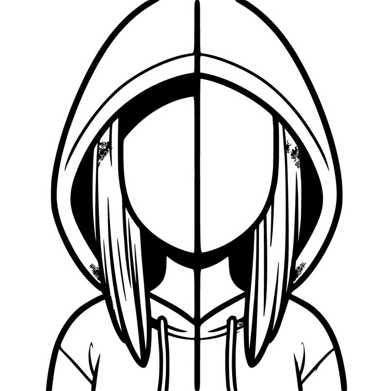 split faceless girl in a hoodie