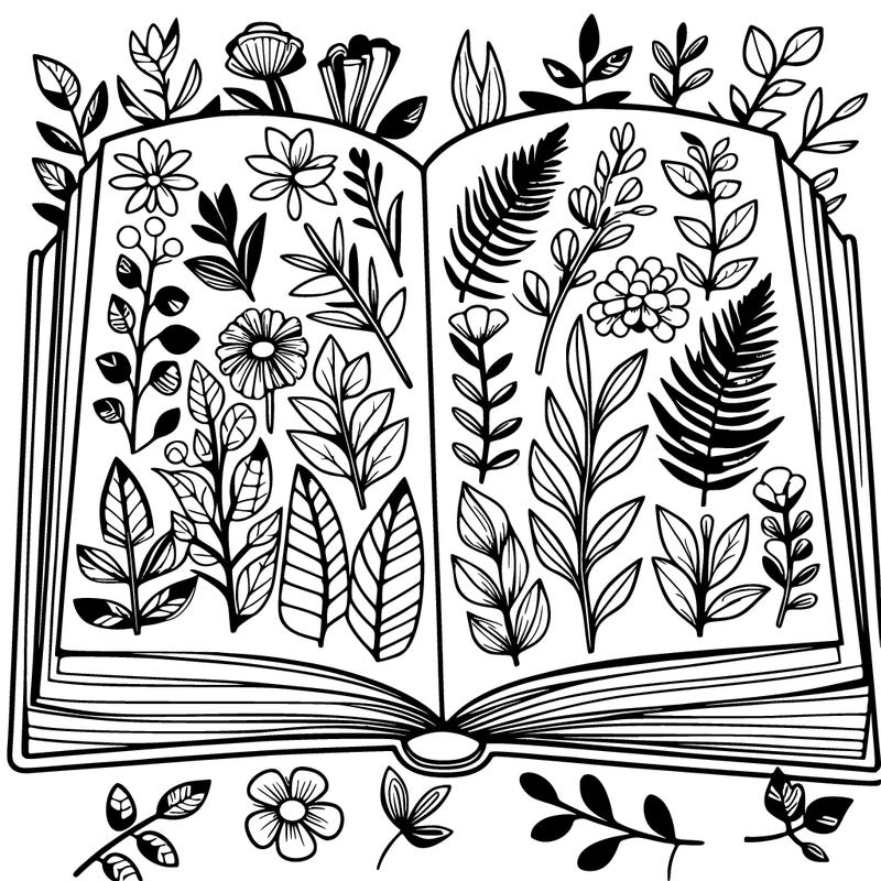 open book with plants