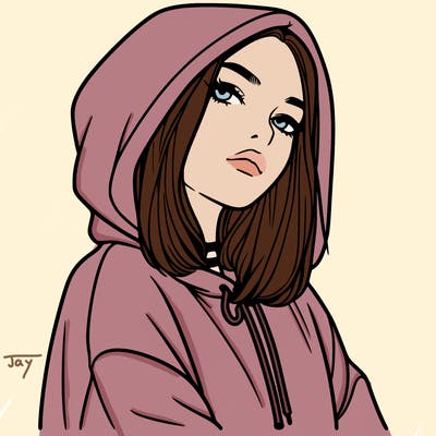 a realistic girl in a hoodie