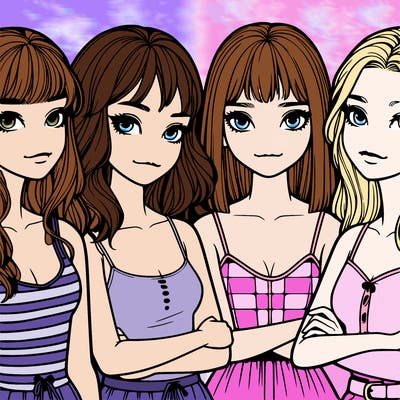four realistic girls