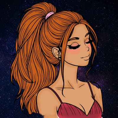 realistic girl with a high ponytail