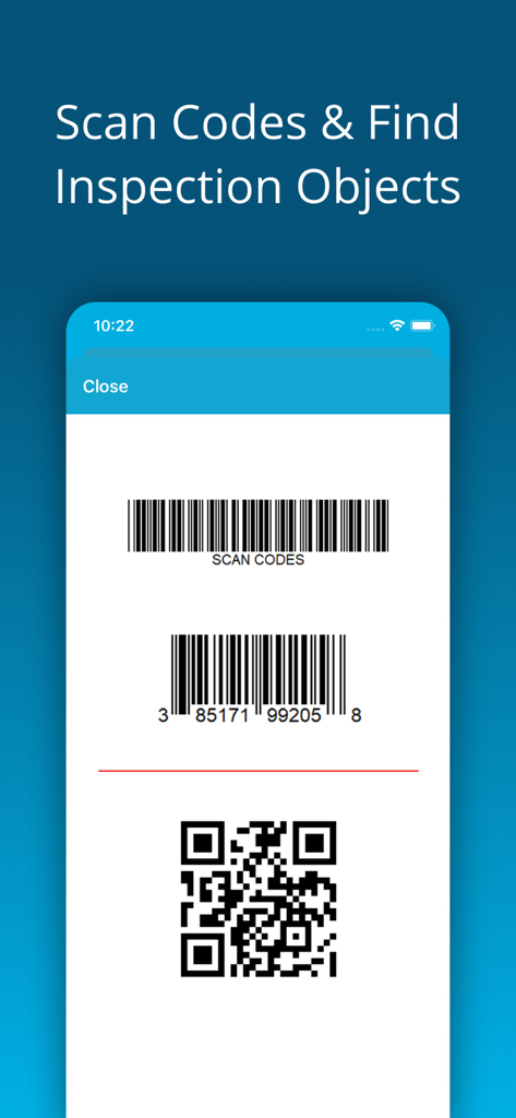 Heavy Equipment Inspection - Interface for scanning QR codes and barcodes to identify heavy machinery and inspection objects.