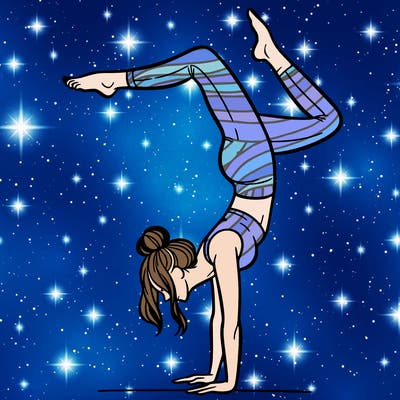 a woman doing a handstand