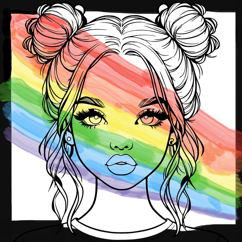 realistic girl with two buns in hair and lips