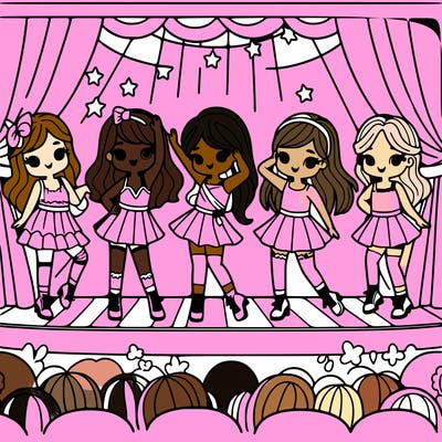 6 girls dancing on a stage