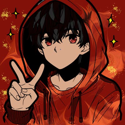 teenage manga boy in a hoodie, doing ✌