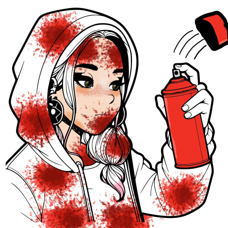 a realistic girl, spray painting