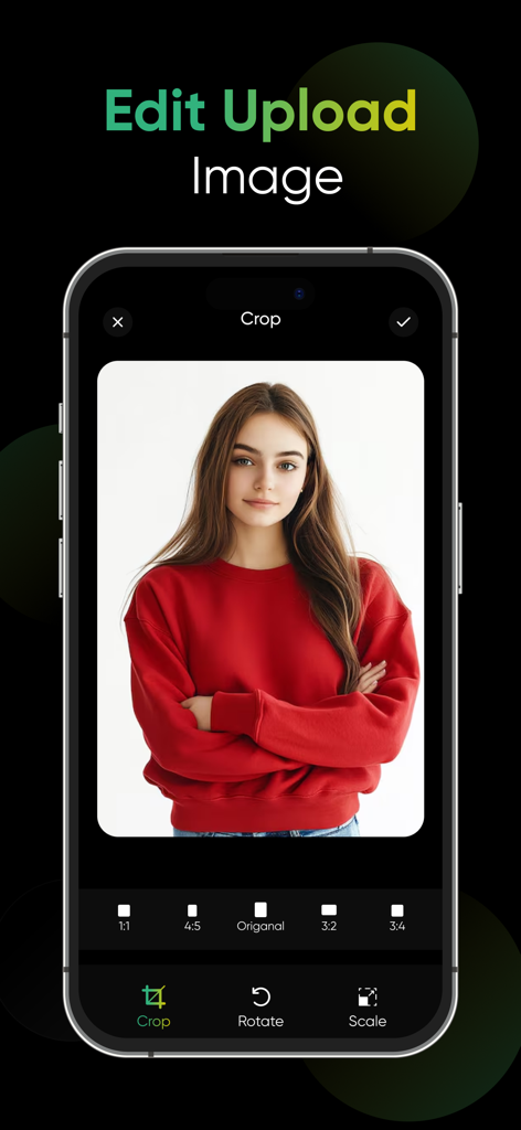 AI Hug Video Maker - HugMe - Mobile app interface showing photo cropping and editing tools for creating AI hug videos