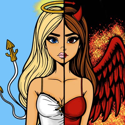 devil vs angel realistic girl