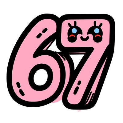the numbers 67