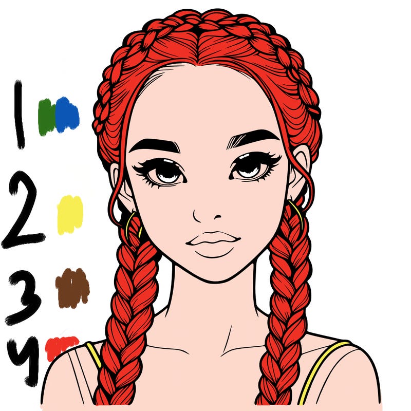 realistic girl with braids