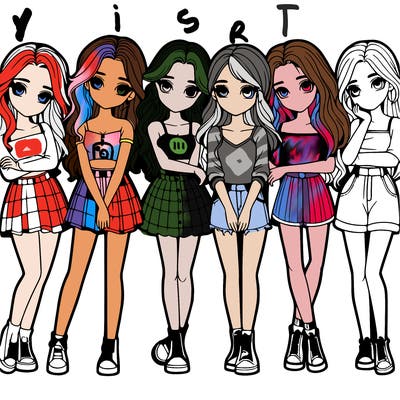 a group of girls realistic