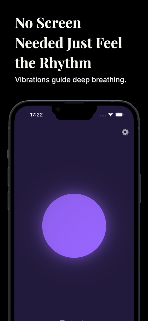 Pulse Sleep - Pulse Sleep app screenshot displaying a purple circle and text explaining vibration guided deep breathing.