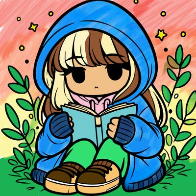 girl in oversized hoodie reading a book