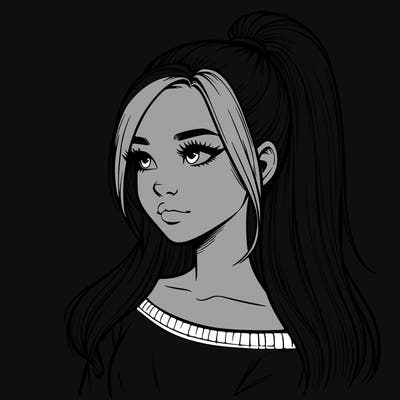 realistic girl with a high ponytail