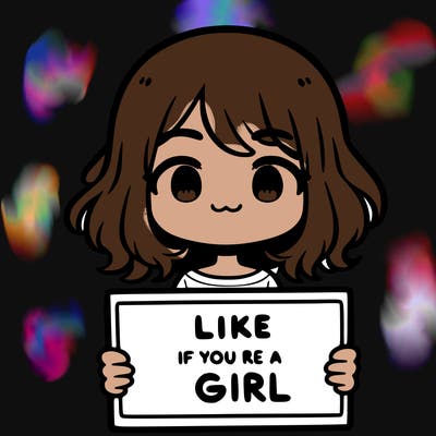 a cute girl holding a sign that says like if you’re a girl