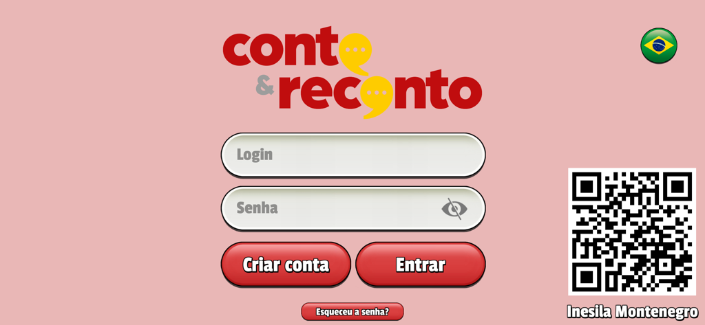 Conto & Reconto - Login screen of the Conto and Reconto app featuring username and password fields.