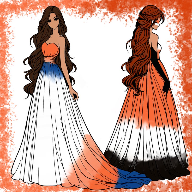 realistic woman with long flowing dress