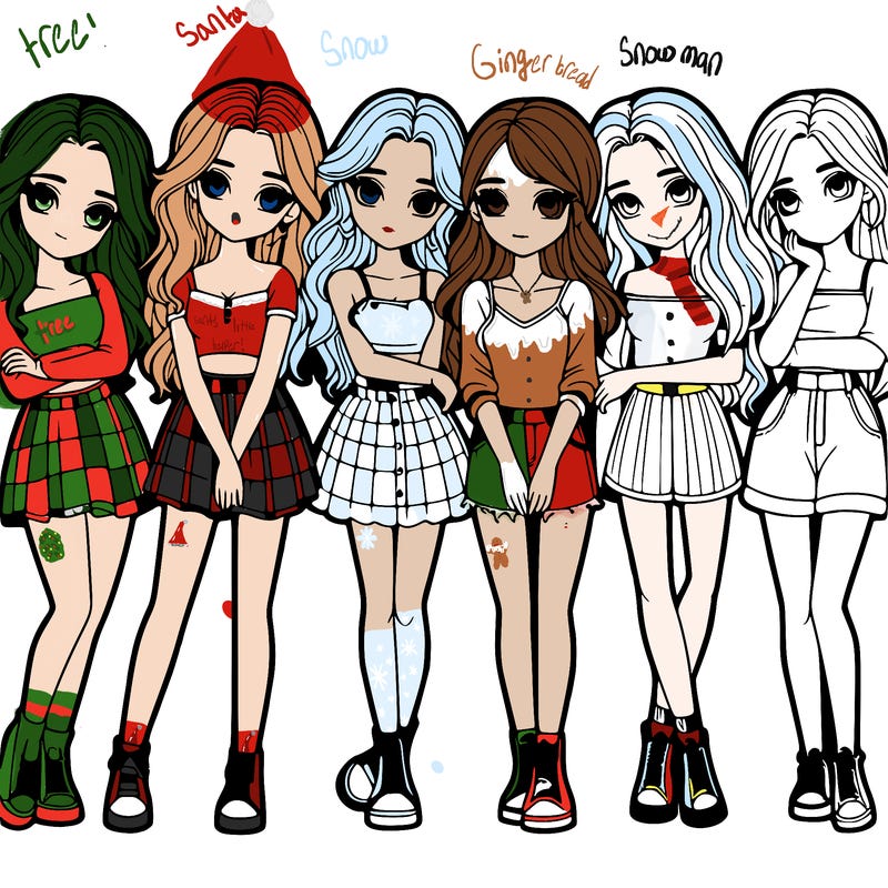 a group of girls realistic