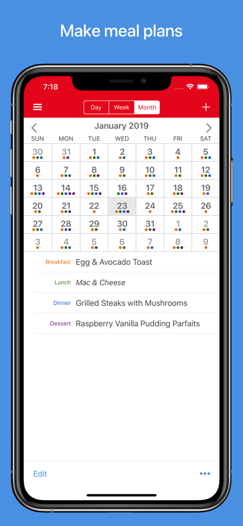 Paprika Recipe Manager 3 - Paprika Recipe Manager 3 app interface displaying a monthly meal planning calendar on an iPhone
