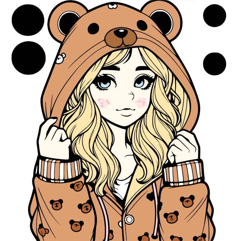 realistic girl in a animal pjs hoodie
