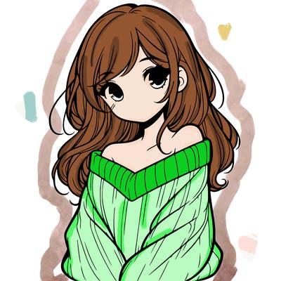 shy pretty girl wearing a sweater that is falling off one shoulder portrait