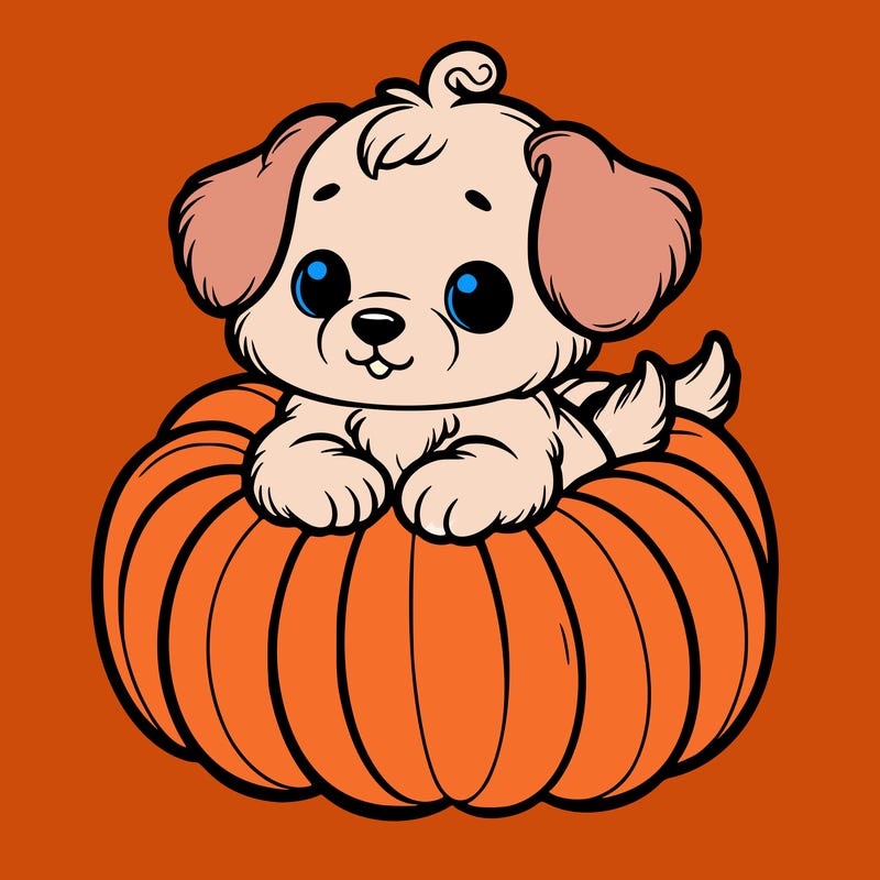 cute little puppy in a pumpkin