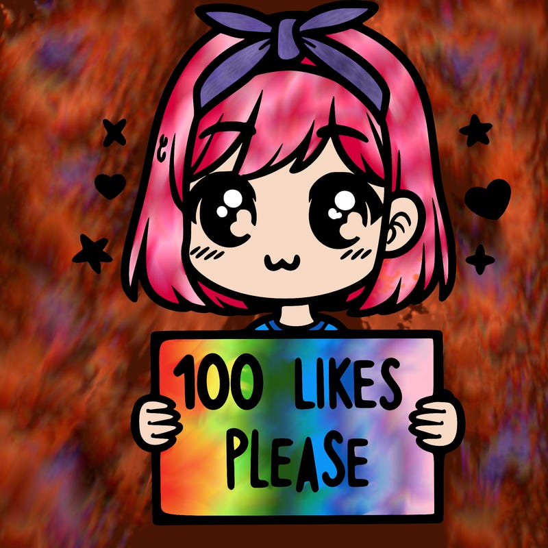 girl holding sign saying 100 likes please