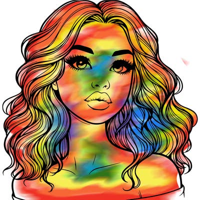 realistic girl with wavy hair and lips