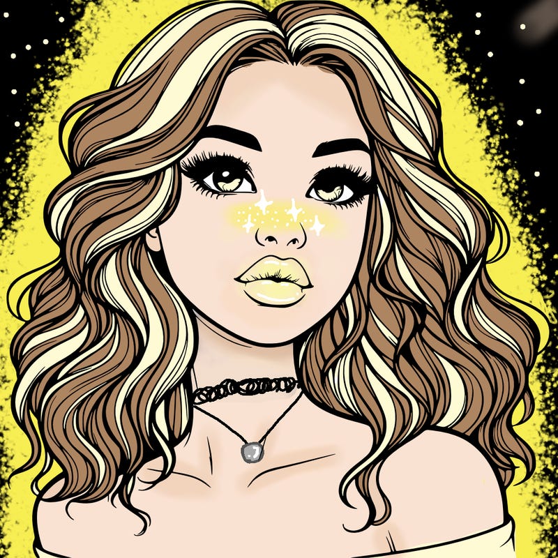 realistic girl with wavy hair and lips