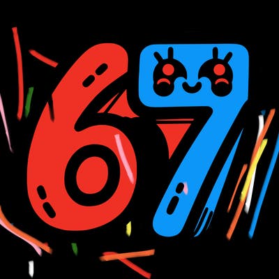 the numbers 67