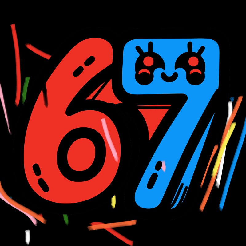 the numbers 67
