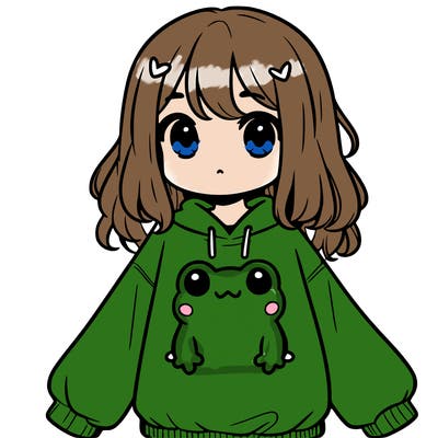girl wearing frogging sweatshirt