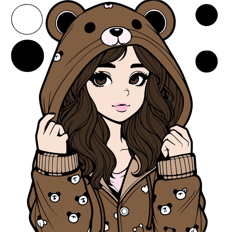 realistic girl in a animal pjs hoodie
