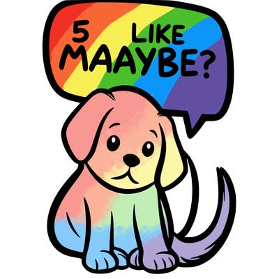 a puppy that says 5 like maybe