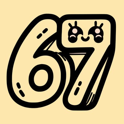 the numbers 67