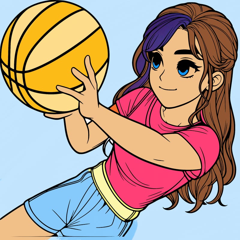 realistic girl playing basketball