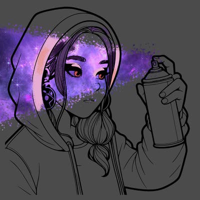 a realistic girl, spray painting