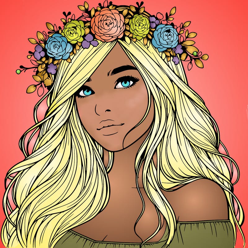 realistic girl with flower crown