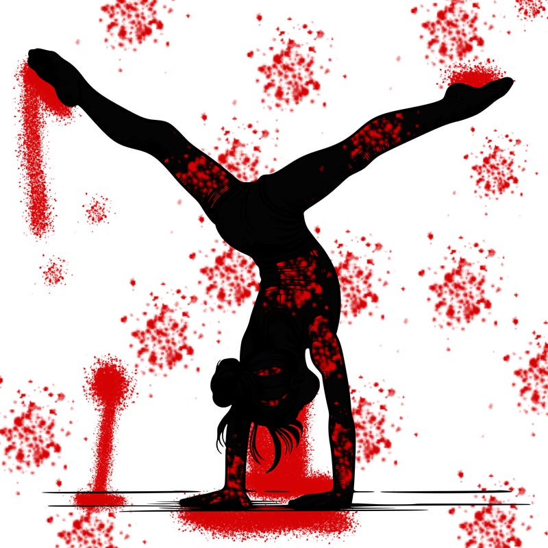 realistic gymnastic hand stand girl in four splits