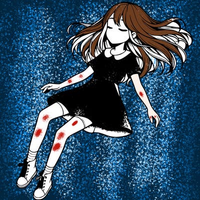 realistic girl floating