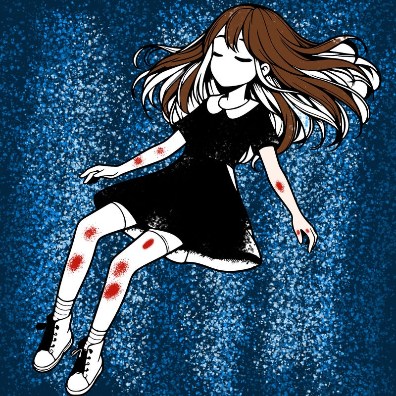 realistic girl floating